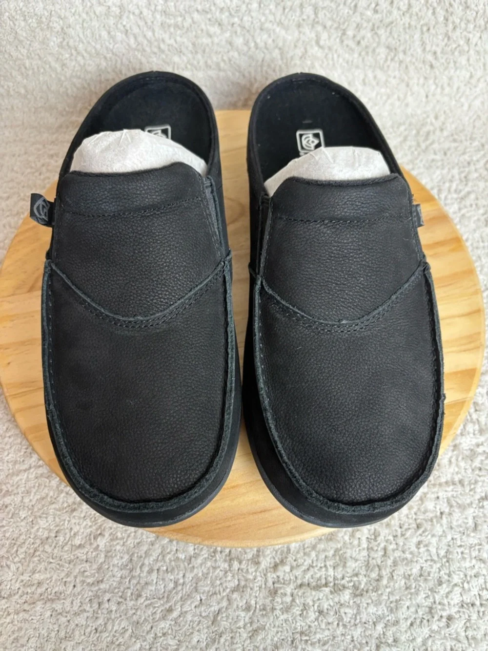 Spenco Siesta Slide Nubuck Mens 7.5D in Black Waco Shoe Company